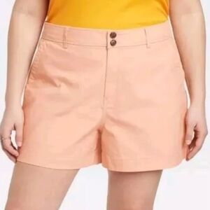 A New Day Women's High-Rise Everyday Shorts Size 2 Peach 98% Cotton/2% Spandex